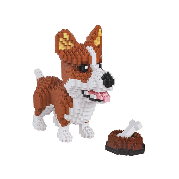 Дитячий конструктор Ramiz 6115 Welsh Corgi з мисочкою на кісткою 1200 ел, коричнево-білий ZKL.6115 фото