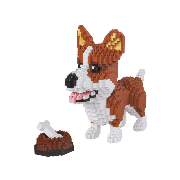 Дитячий конструктор Ramiz 6115 Welsh Corgi з мисочкою на кісткою 1200 ел, коричнево-білий ZKL.6115 фото