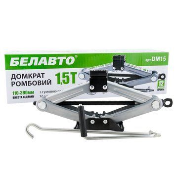 Домкрат ромбовий Белавто 1,5т гумова подушка, вис. підйому 110-390мм DM15 фото