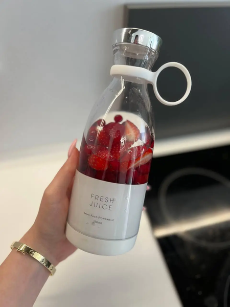 Портативний бездротовий міні блендер для смузі Prime Sport FRESH JUICE 350 мл, білий FRESH-2 фото
