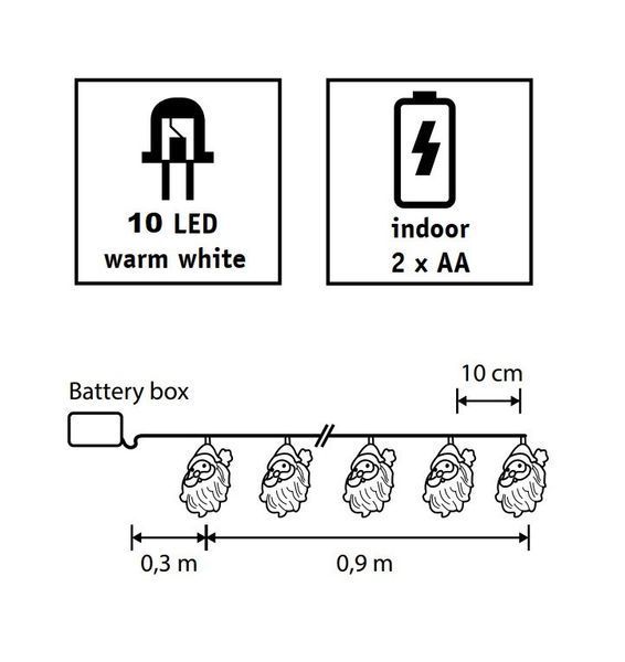 Гірлянда-струна Санта, Luca Lighting, 1,2 м, 10 LED теплий білий 8720362642305 фото