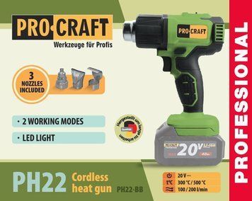 Акумуляторний фен промисловий Procraft PH22 (без акб та зп) 030246 фото