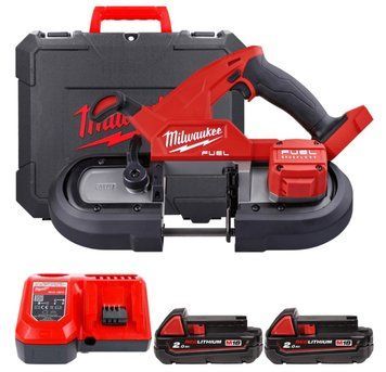 Пила стрічкова акумуляторна MILWAUKEE, M18 FBS85-202C (зарядний пристрій M12-18 FC, 2 акумулятори М18 В2 2Аг, аксесуари, кейс) 4933471497 фото