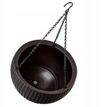 Горщик для рослин Keter Rattan hanging sphere з ланцюжками підвісний, темно-коричневий, 8,6 л 7290106924567 фото