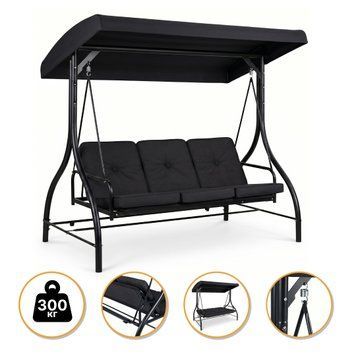 Садова гойдалка з товстим матрацом LEOBRO Luxury Pro Black (LB-1046) LB-1046 фото