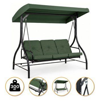 Садова гойдалка з товстим матрацом LEOBRO Luxury Pro Green (LB-1047) LB-1047 фото