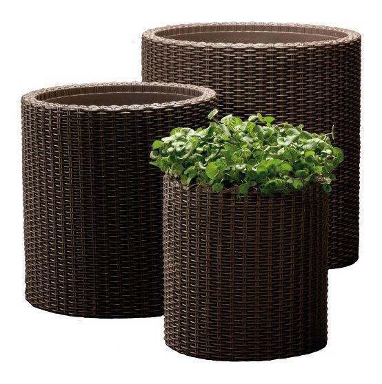 Горщик для квітів Keter 18 л. Cylinder Planter Medium, коричневий 7290103664190 фото